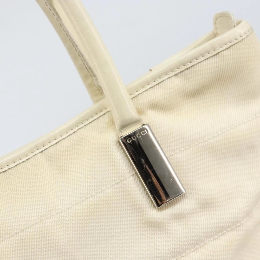 GUCCI Tote Bag Canvas White Gold Auth 151588 - Picture 15 of 16